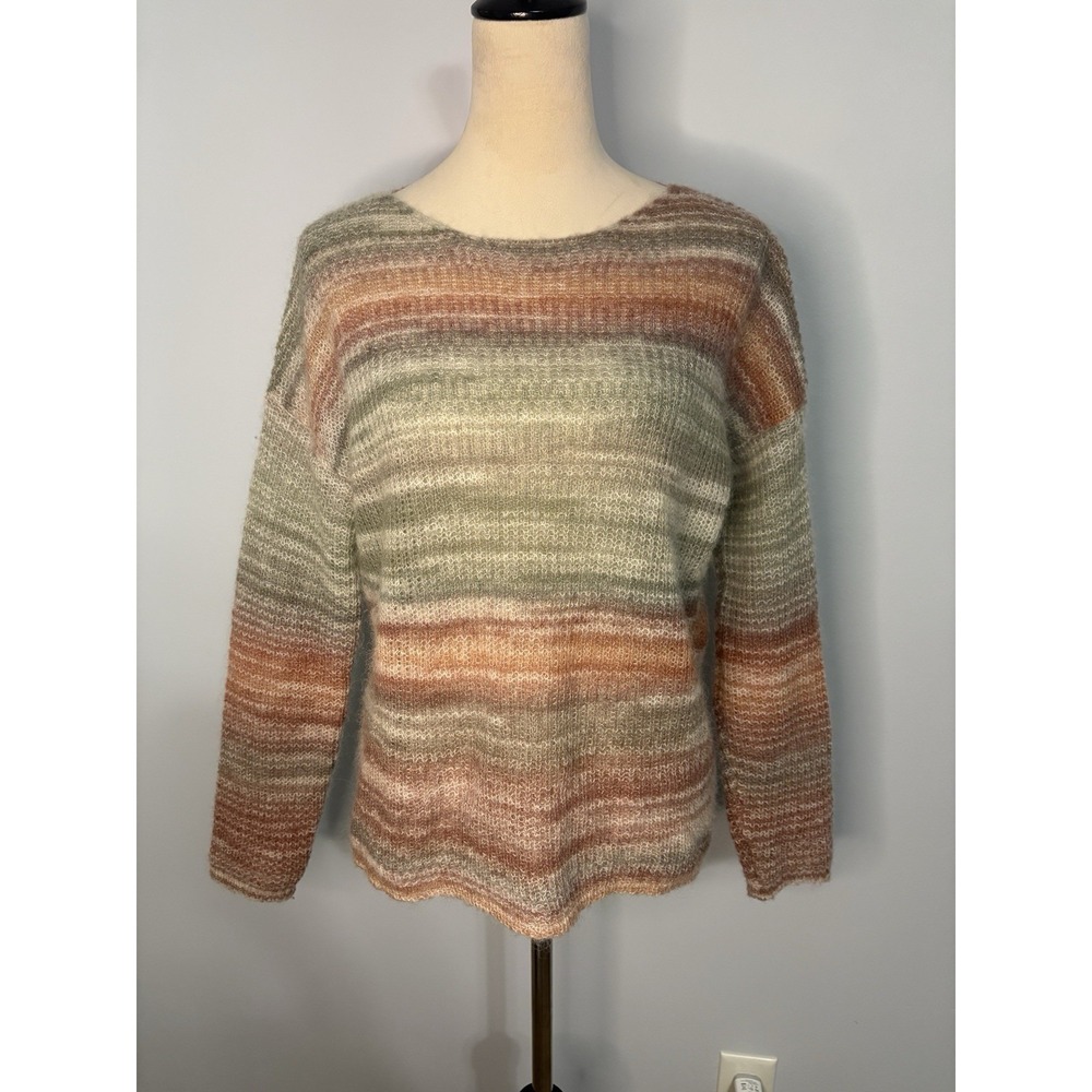 Elsamanda Italy Alpaca Wool Mohair Blend Striped Knit Sweater Womens Small S